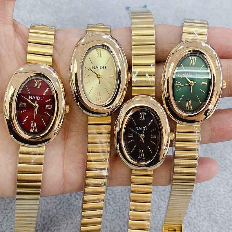 Ladies Luxury Watch - Luxury Brand Gold Oval Women Quartz
