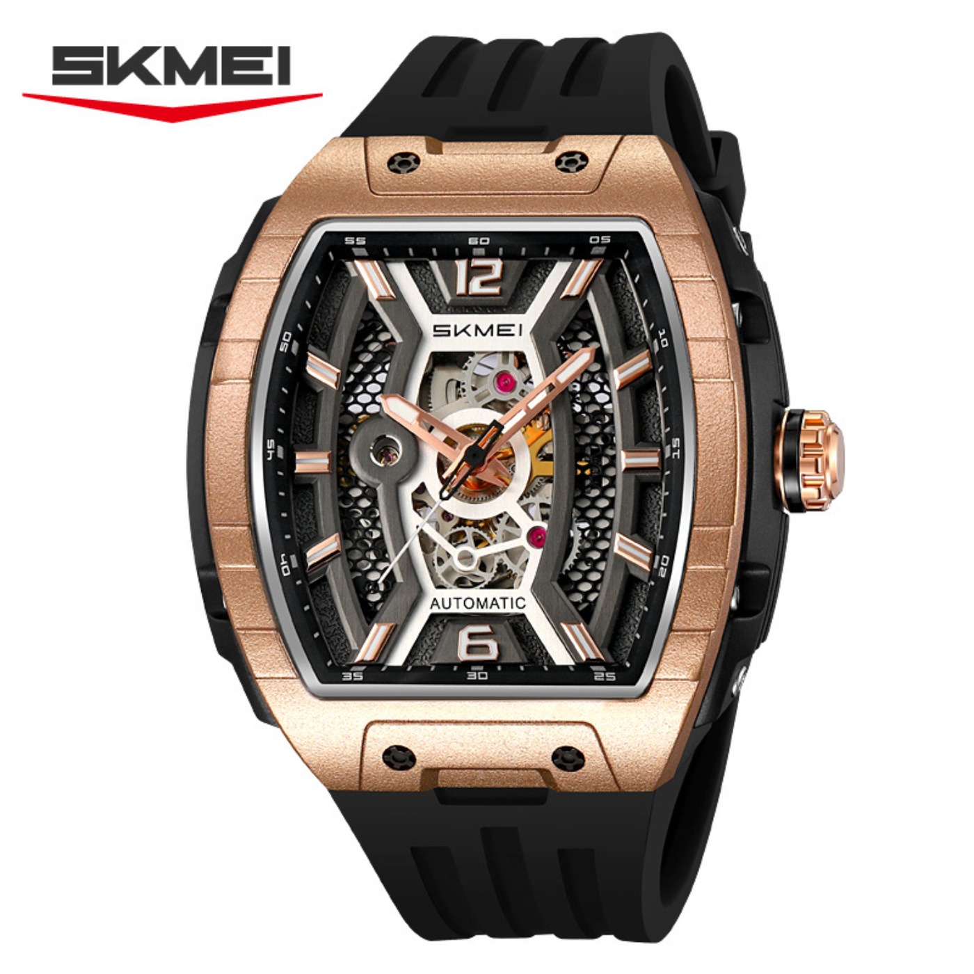 Rose Gold Tonneau Men's Automa - Luxury Watch Gold ulasan dan harga