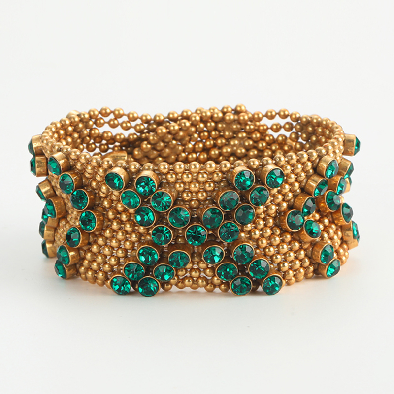 Vintage Green Rhinestone Brace - Luxury Watch Dubai ulasan dan harga