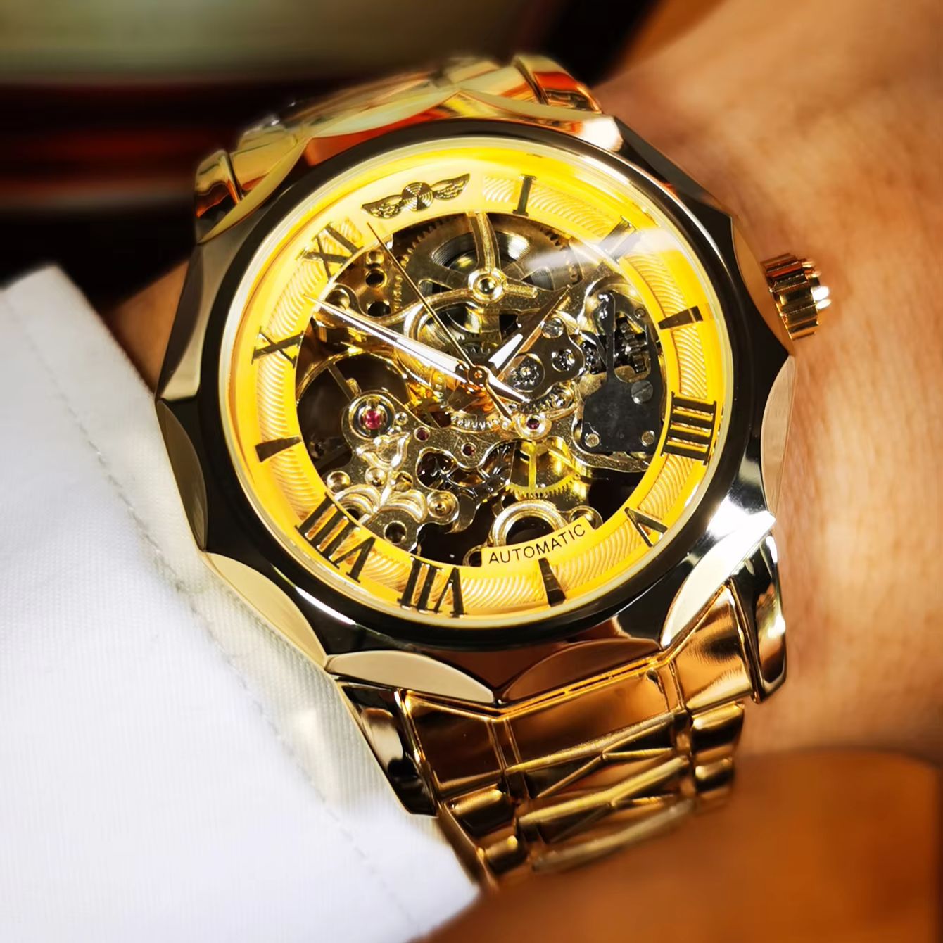 WINNER Gold Skeleton Mechanica - Luxury Watch Gold ulasan dan harga