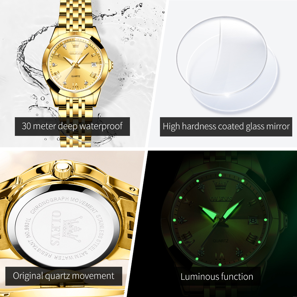 OLEVS Fashion Golden Watch for - Luxury Watch Gold ulasan dan harga