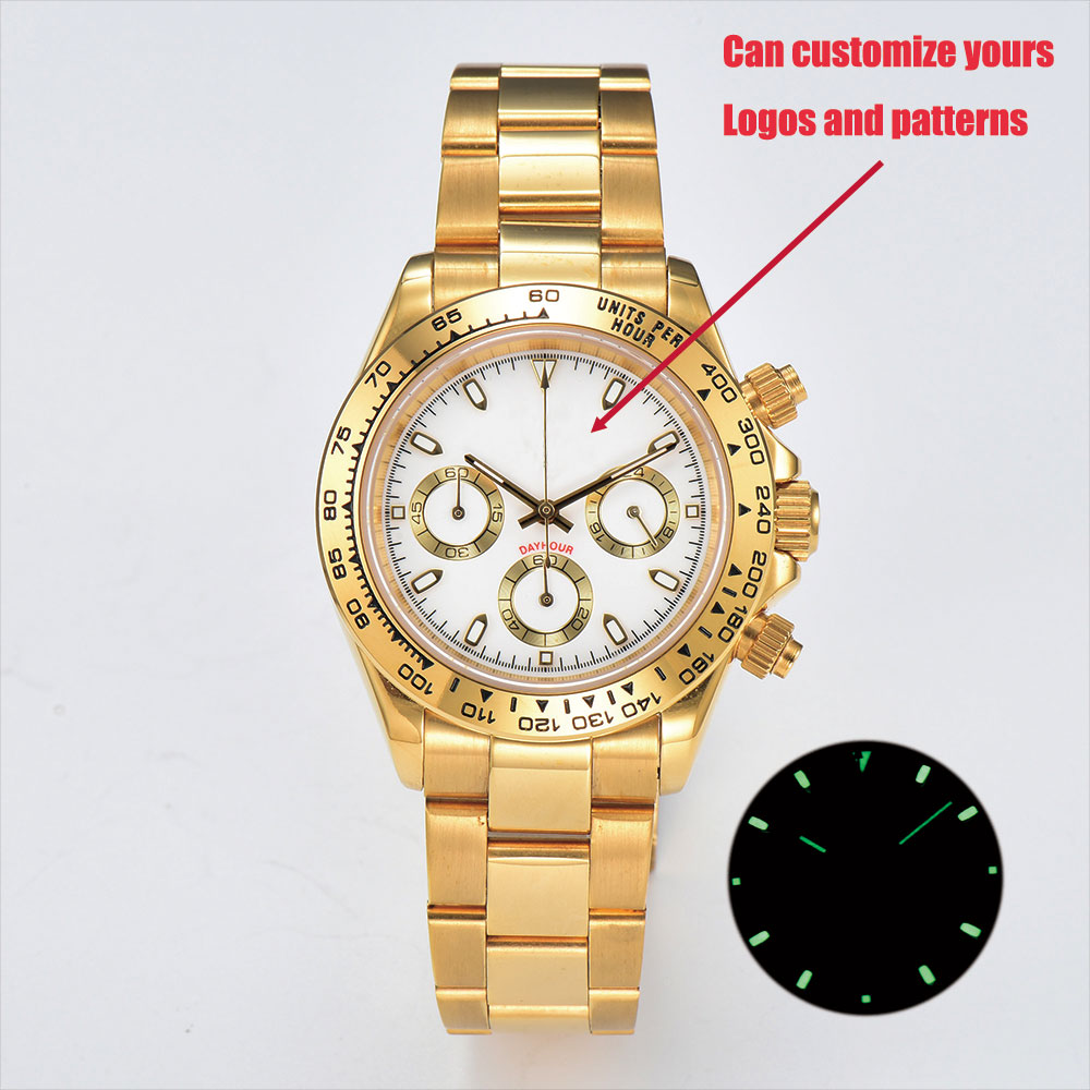 39mm Gold Men's Watch VK63 Mov - Luxury Watch Gold ulasan dan harga