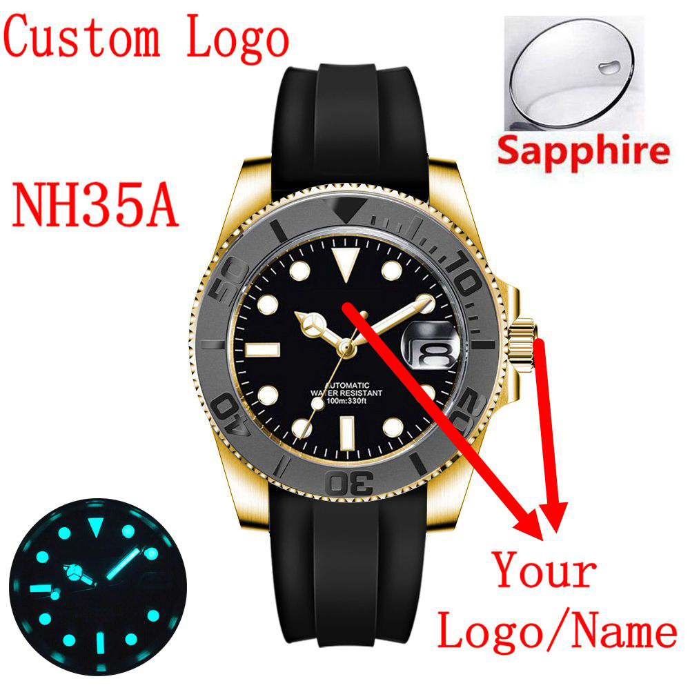 Custom logo 40mLuxury NH35/ Mi - Luxury Watch Gold ulasan dan harga